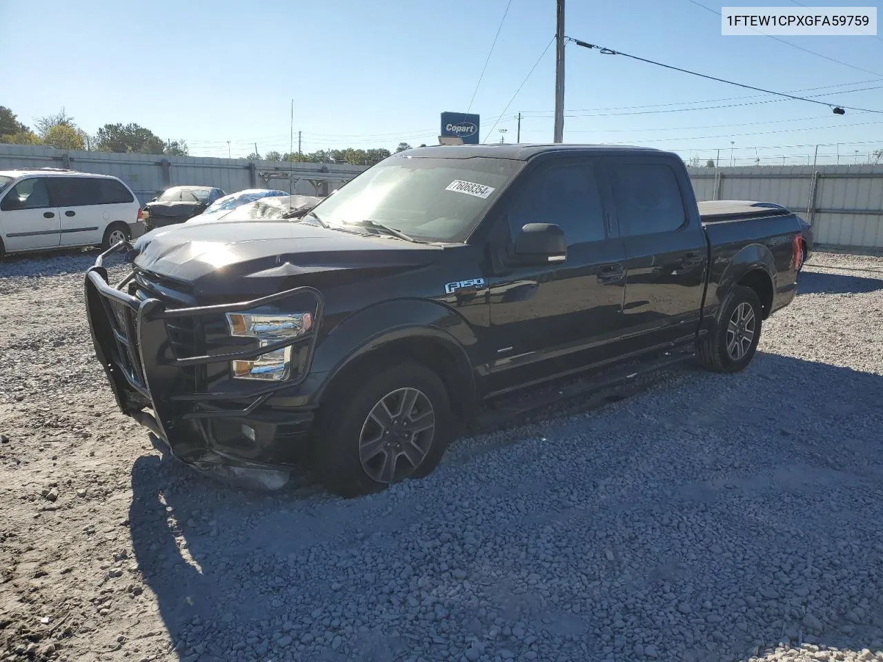 2016 Ford F150 Supercrew VIN: 1FTEW1CPXGFA59759 Lot: 76068354