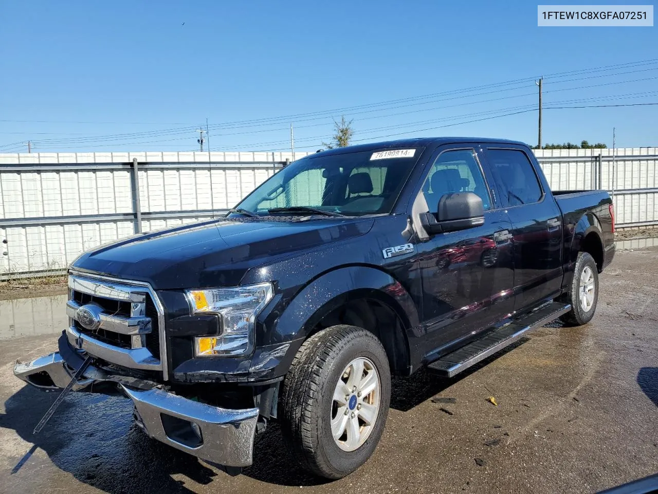 2016 Ford F150 Supercrew VIN: 1FTEW1C8XGFA07251 Lot: 76190814