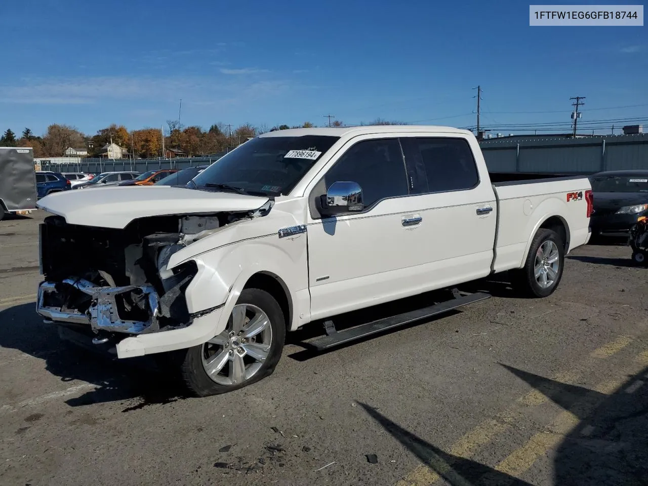 2016 Ford F150 Supercrew VIN: 1FTFW1EG6GFB18744 Lot: 77896194