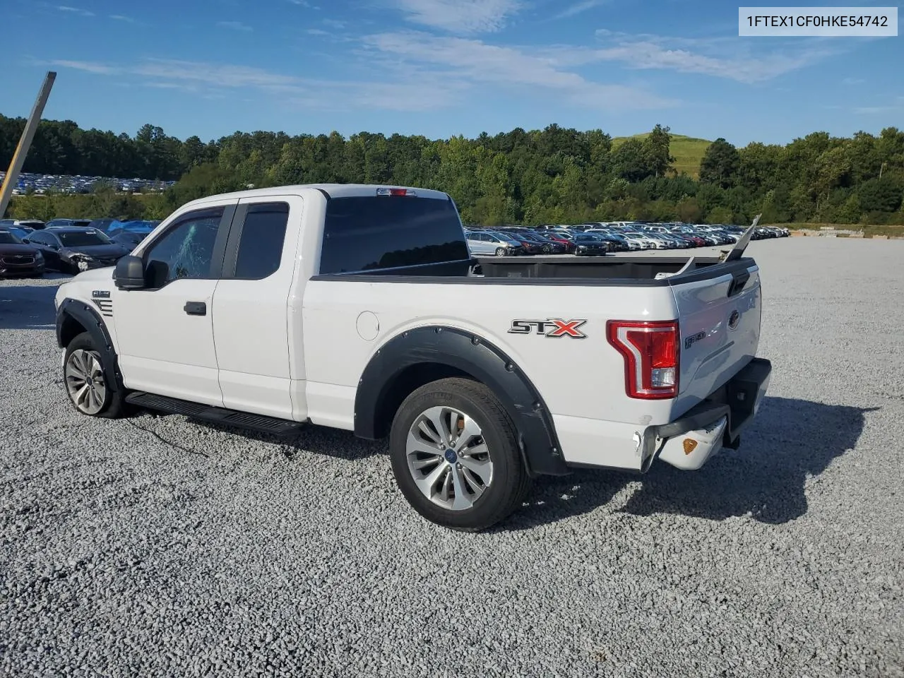 2017 Ford F150 Super Cab VIN: 1FTEX1CF0HKE54742 Lot: 66407554