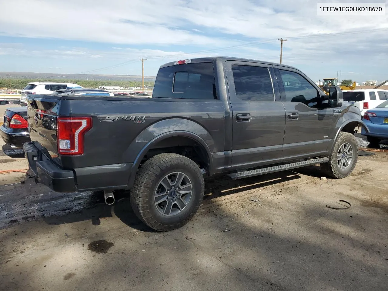 2017 Ford F150 Supercrew VIN: 1FTEW1EG0HKD18670 Lot: 67278744