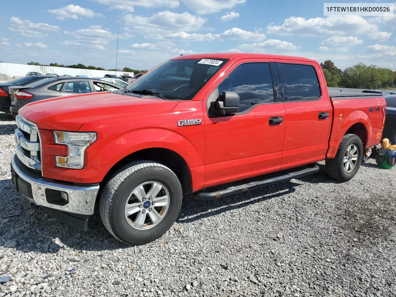 2017 Ford F150 Supercrew VIN: 1FTEW1E81HKD00526 Lot: 72172024