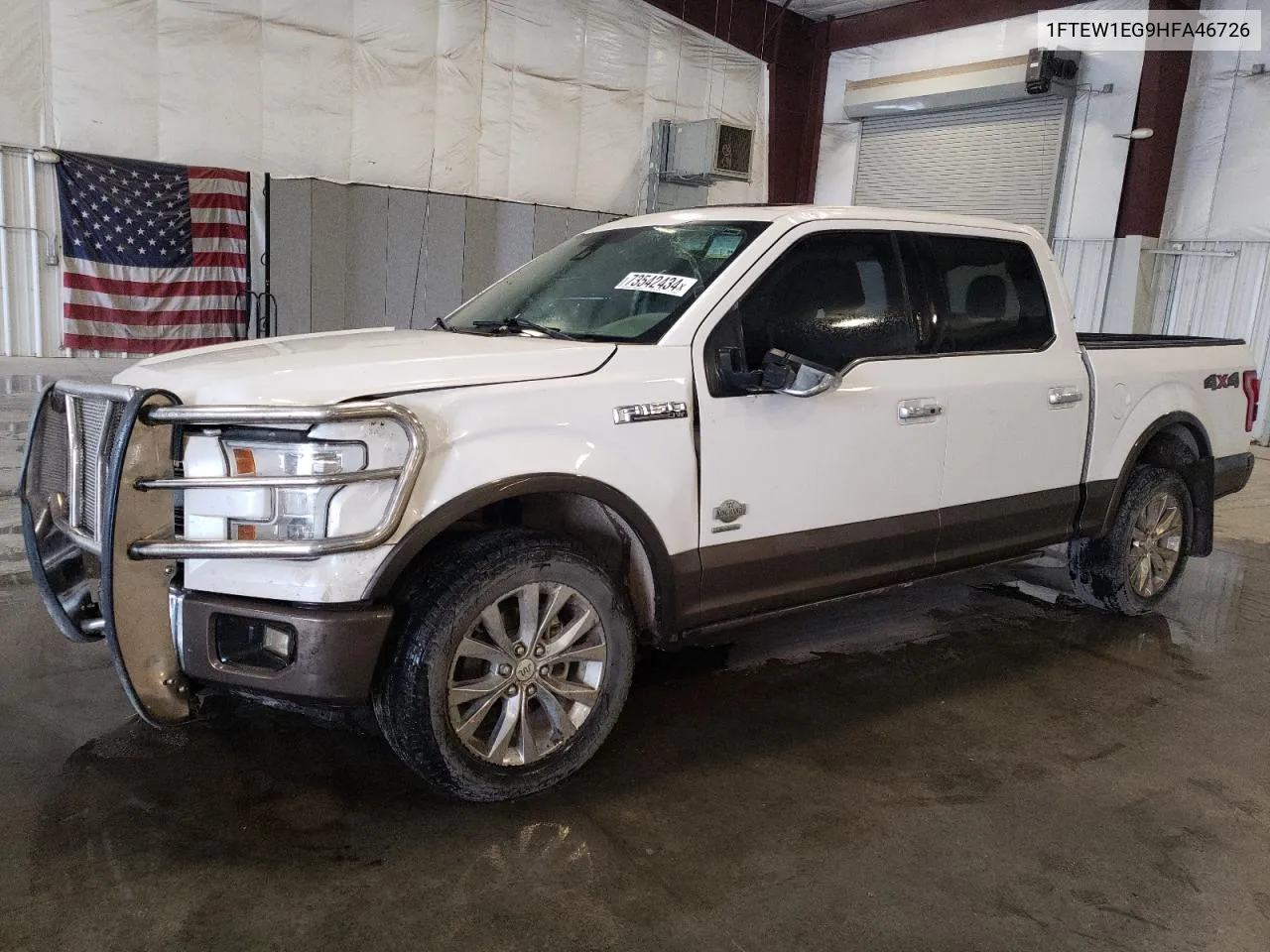 2017 Ford F150 Supercrew VIN: 1FTEW1EG9HFA46726 Lot: 73542434