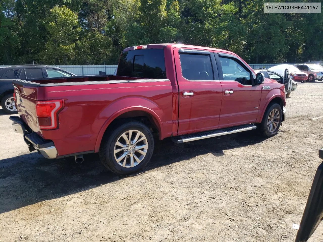 2017 Ford F150 Supercrew VIN: 1FTEW1CG3HFA41167 Lot: 74136924