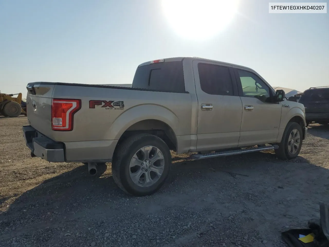 2017 Ford F150 Supercrew VIN: 1FTEW1EGXHKD40207 Lot: 75124764