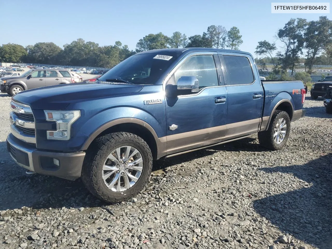 2017 Ford F150 Supercrew VIN: 1FTEW1EF5HFB06492 Lot: 75895024