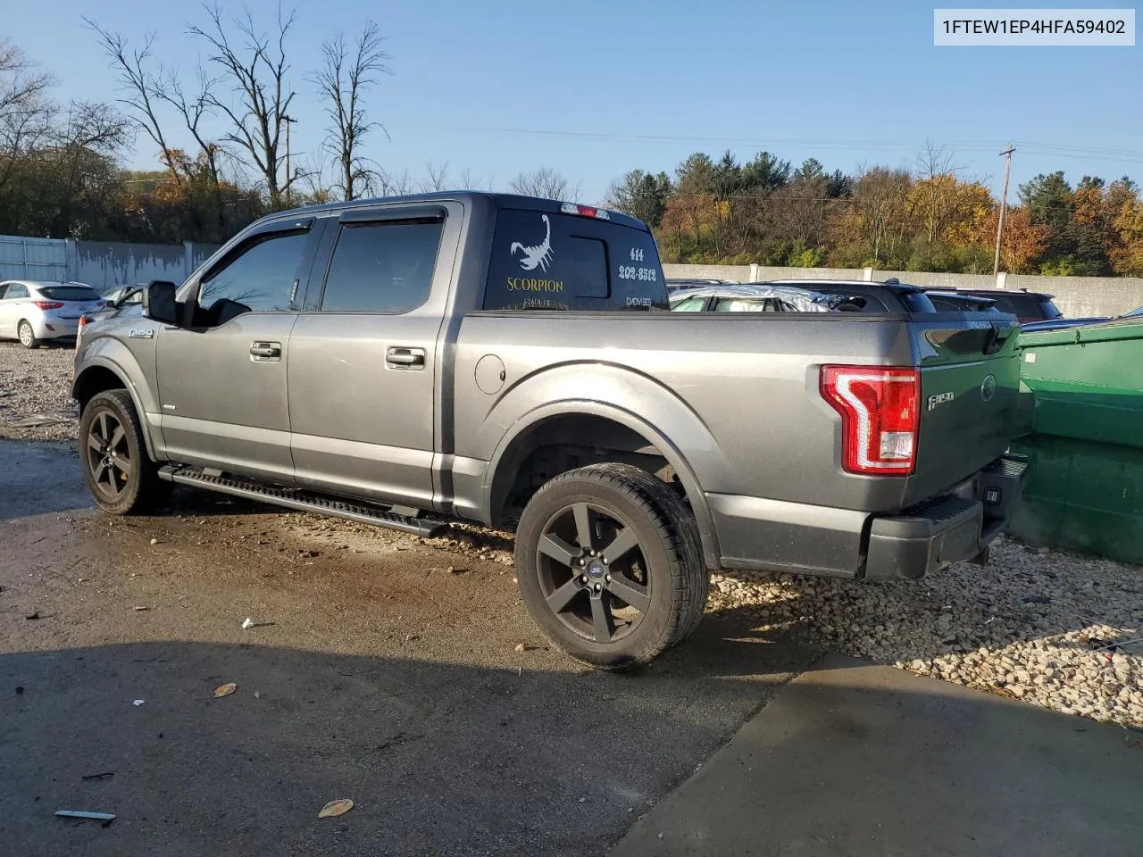 2017 Ford F150 Supercrew VIN: 1FTEW1EP4HFA59402 Lot: 77610254