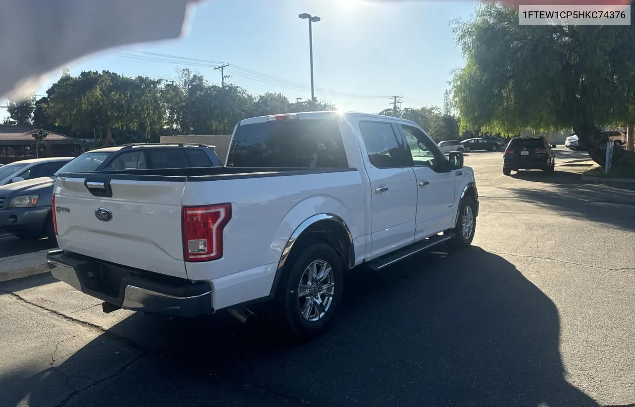 2017 Ford F150 Supercrew VIN: 1FTEW1CP5HKC74376 Lot: 77710054