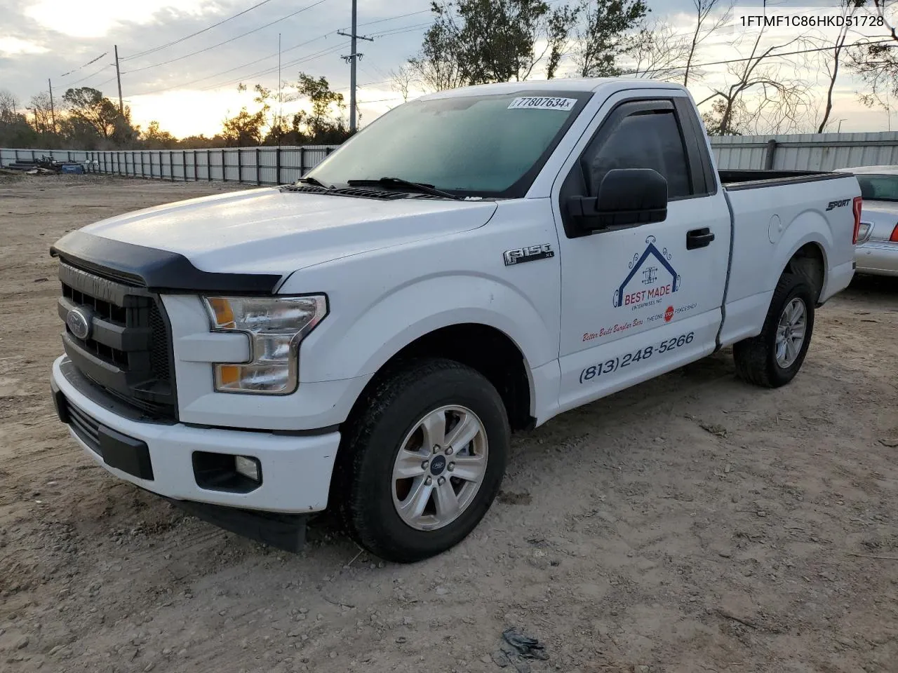 2017 Ford F150 VIN: 1FTMF1C86HKD51728 Lot: 77807634