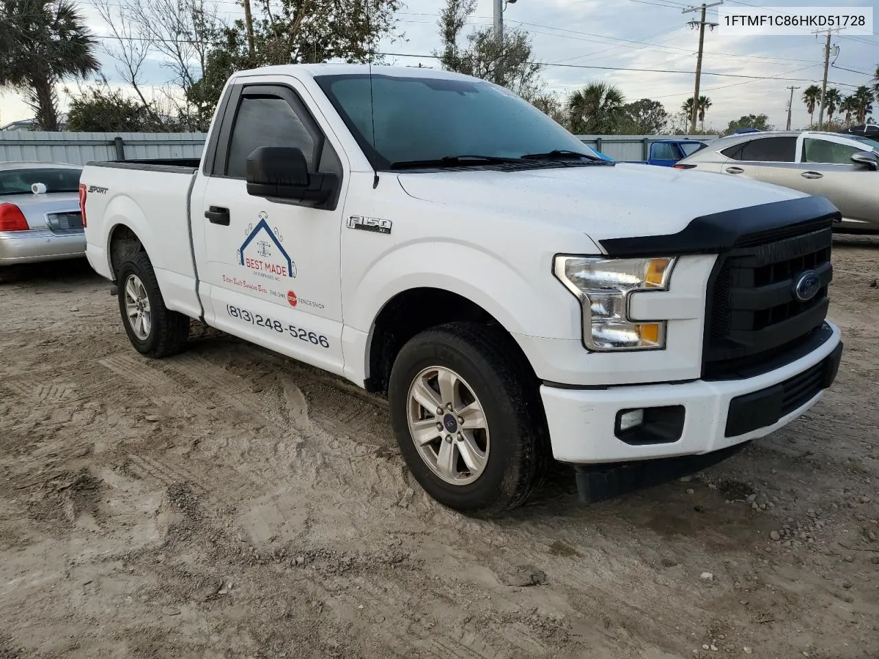 2017 Ford F150 VIN: 1FTMF1C86HKD51728 Lot: 77807634