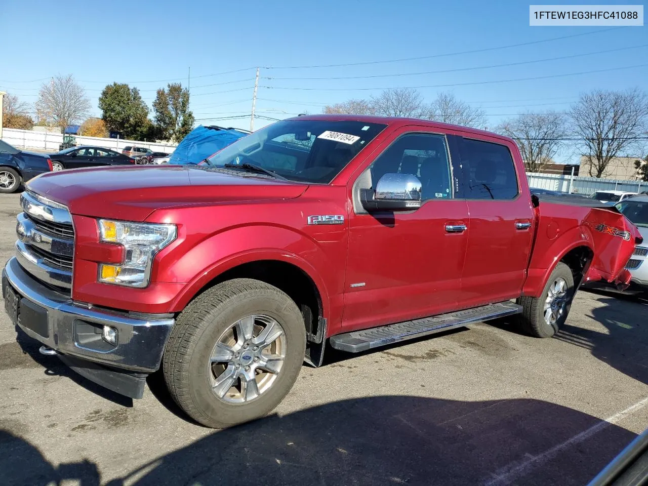 2017 Ford F150 Supercrew VIN: 1FTEW1EG3HFC41088 Lot: 79081094