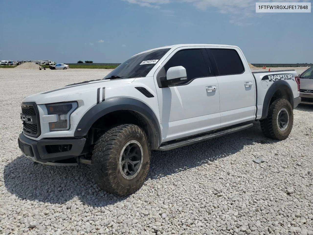 2018 Ford F150 Raptor VIN: 1FTFW1RGXJFE17848 Lot: 62142314