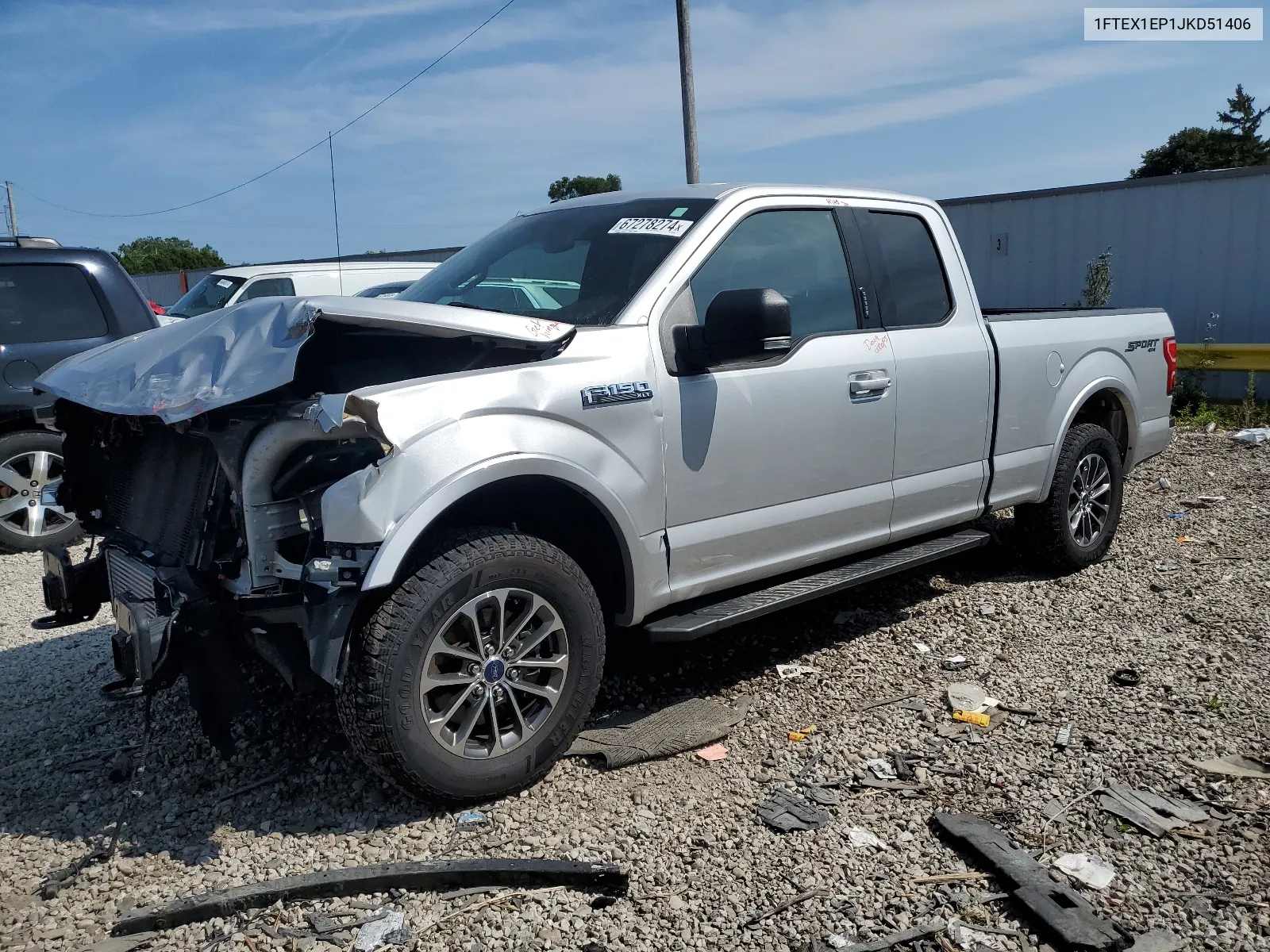 2018 Ford F150 Super Cab VIN: 1FTEX1EP1JKD51406 Lot: 67278274