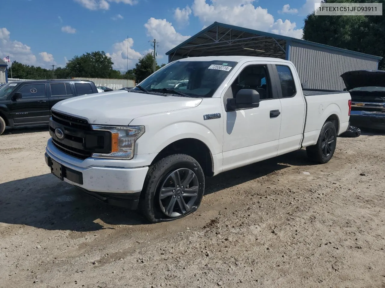 2018 Ford F150 Super Cab VIN: 1FTEX1C51JFD93911 Lot: 72558774