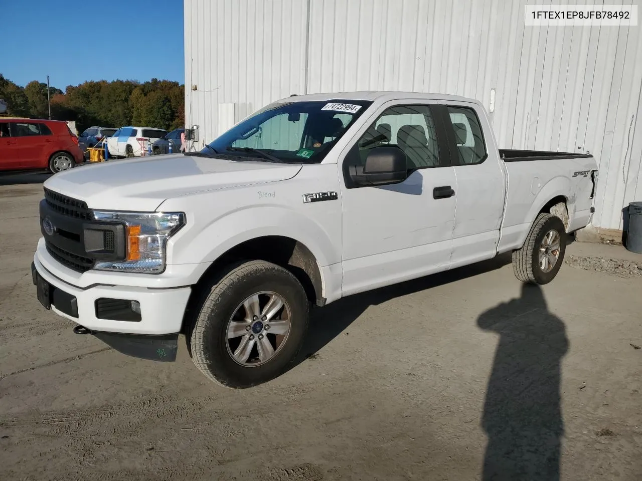 2018 Ford F150 Super Cab VIN: 1FTEX1EP8JFB78492 Lot: 74722994