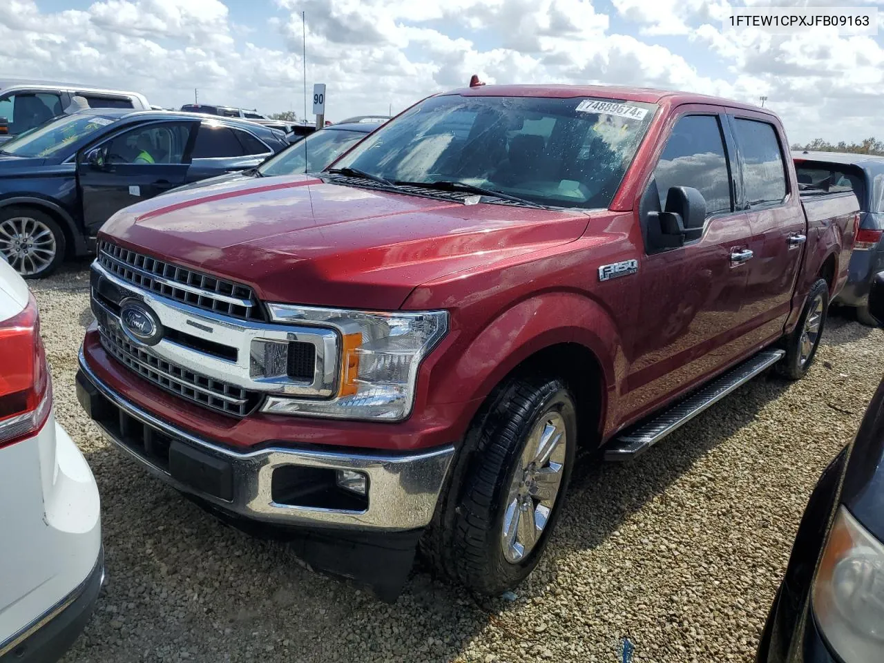 2018 Ford F150 Supercrew VIN: 1FTEW1CPXJFB09163 Lot: 74889674