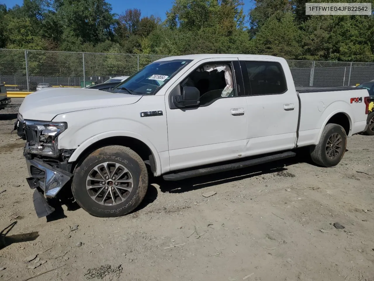 2018 Ford F150 Supercrew VIN: 1FTFW1EG4JFB22542 Lot: 75019654