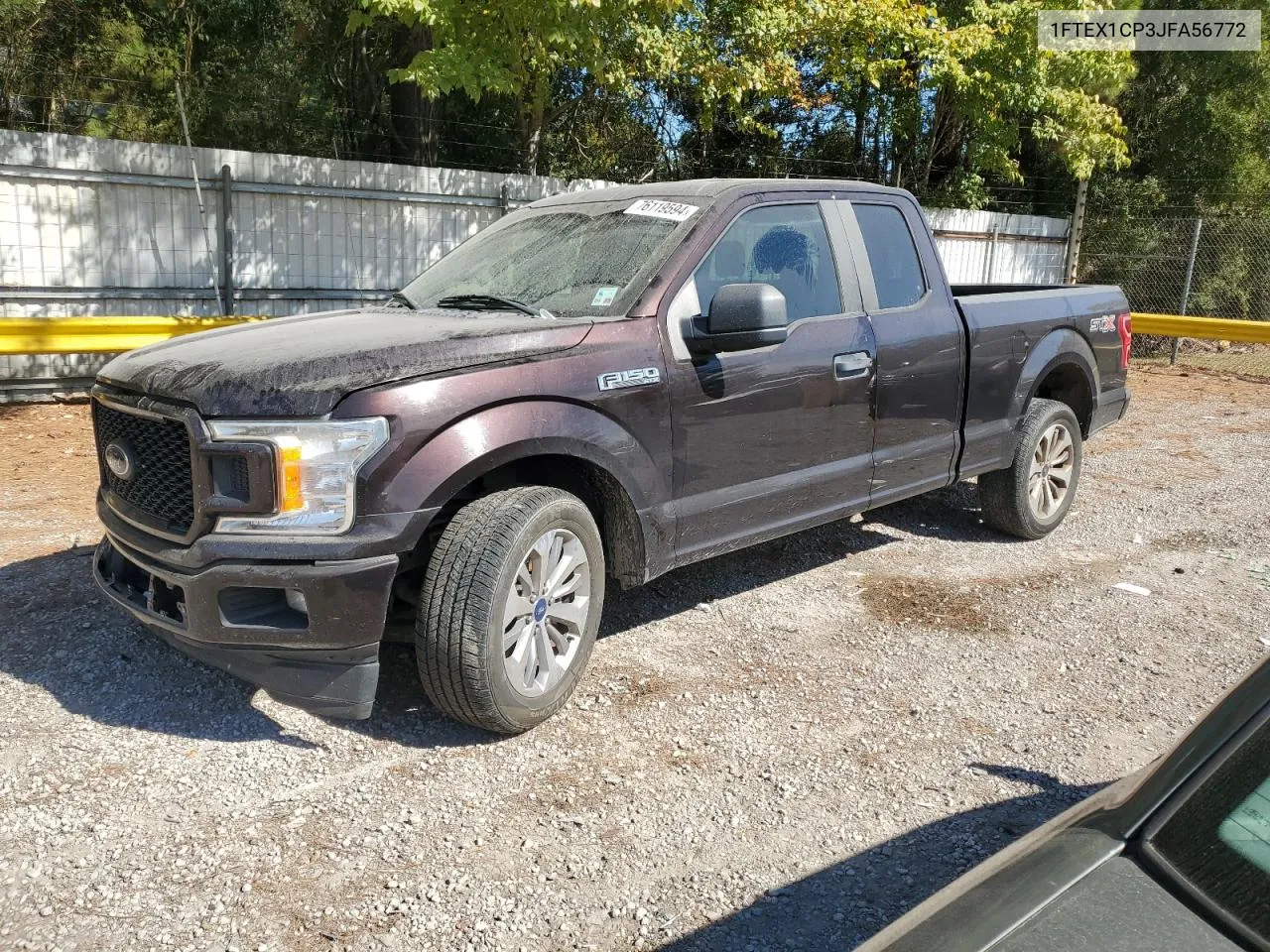 2018 Ford F150 Super Cab VIN: 1FTEX1CP3JFA56772 Lot: 76119594