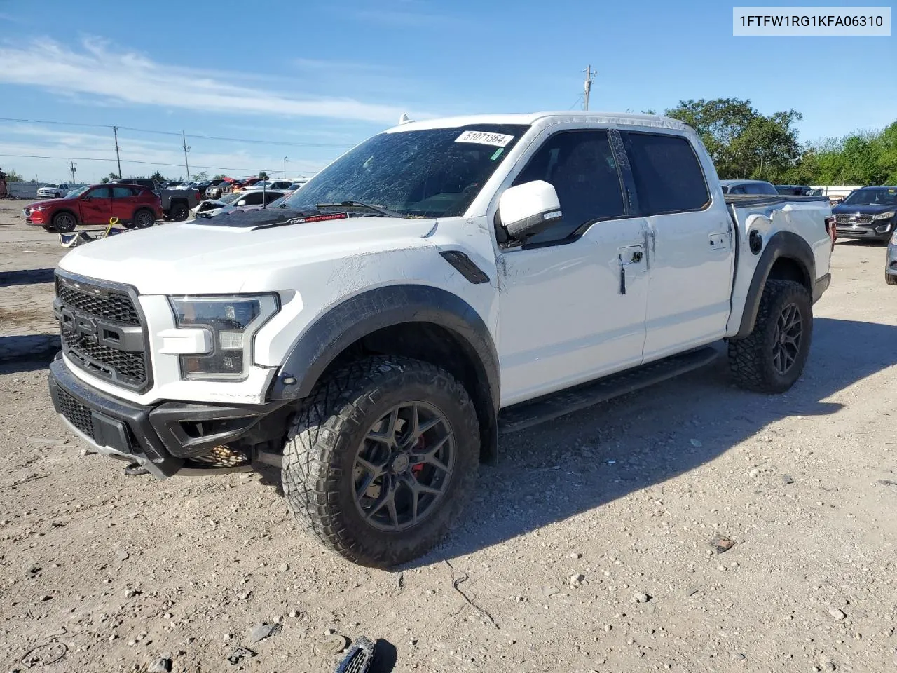 2019 Ford F150 Raptor VIN: 1FTFW1RG1KFA06310 Lot: 51071364