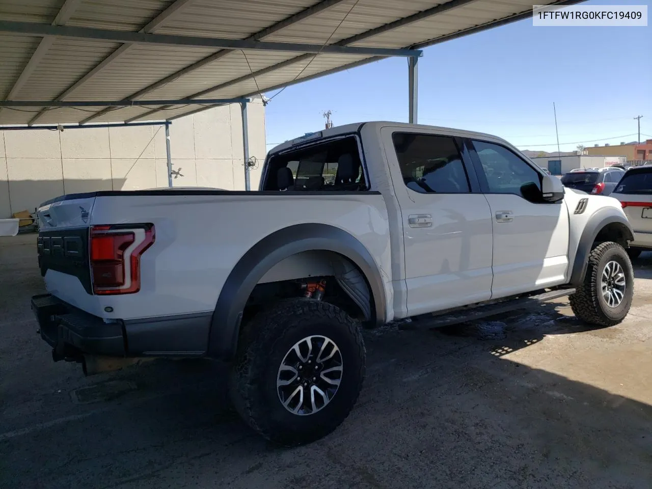 2019 Ford F150 Raptor VIN: 1FTFW1RG0KFC19409 Lot: 74218604