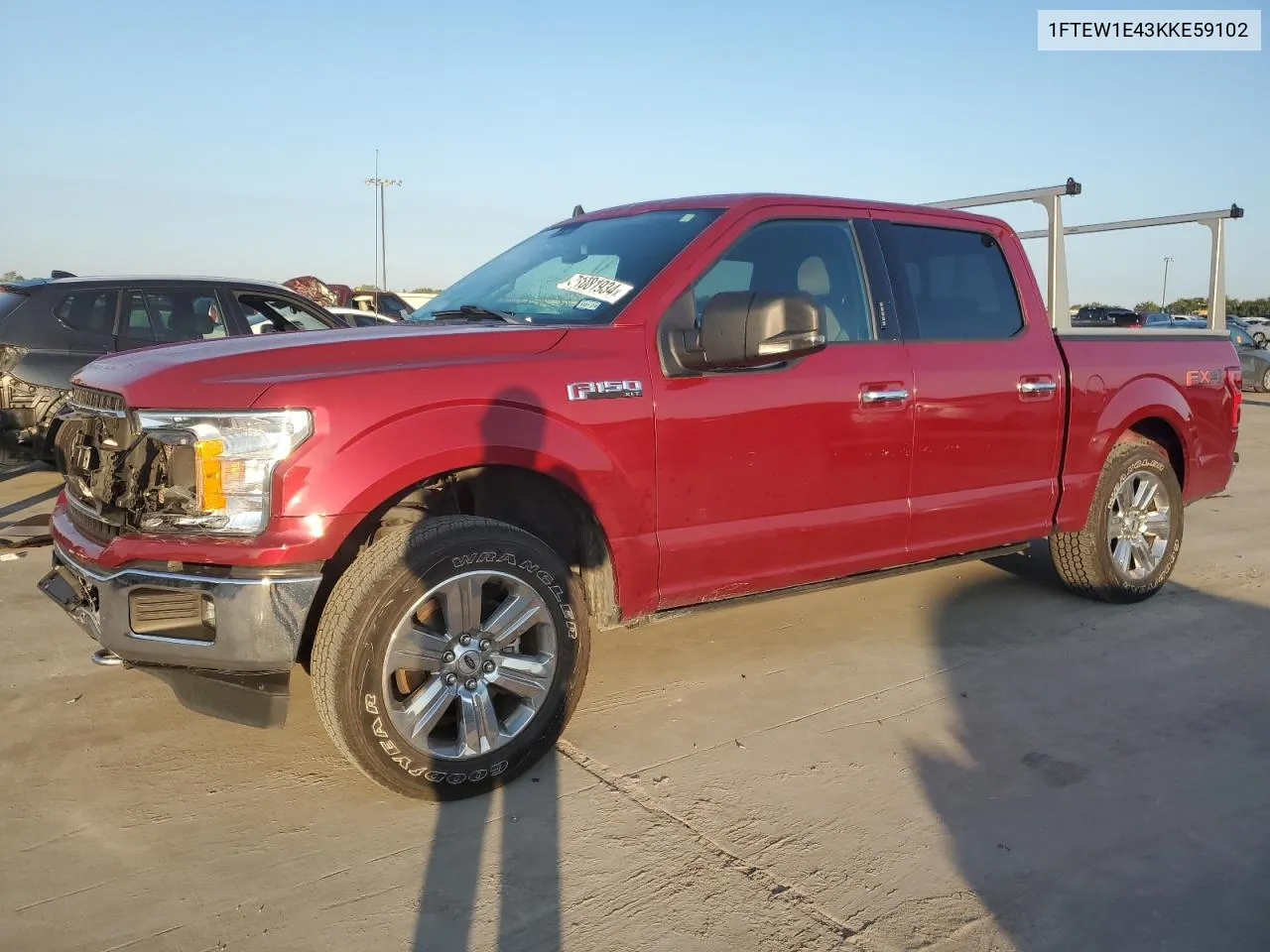 2019 Ford F150 Supercrew VIN: 1FTEW1E43KKE59102 Lot: 71081934