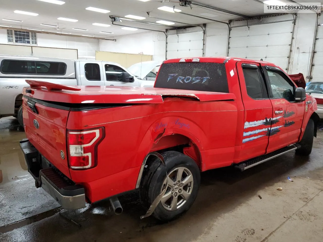 1FTEX1CB9KKD36659 2019 Ford F150 Super Cab