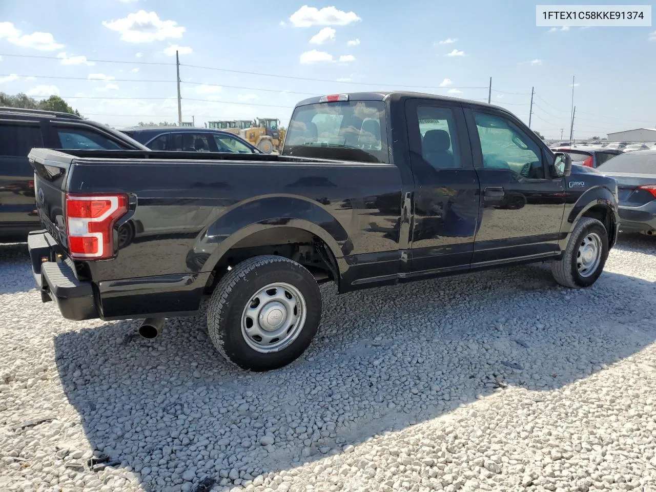 2019 Ford F150 Super Cab VIN: 1FTEX1C58KKE91374 Lot: 74009154