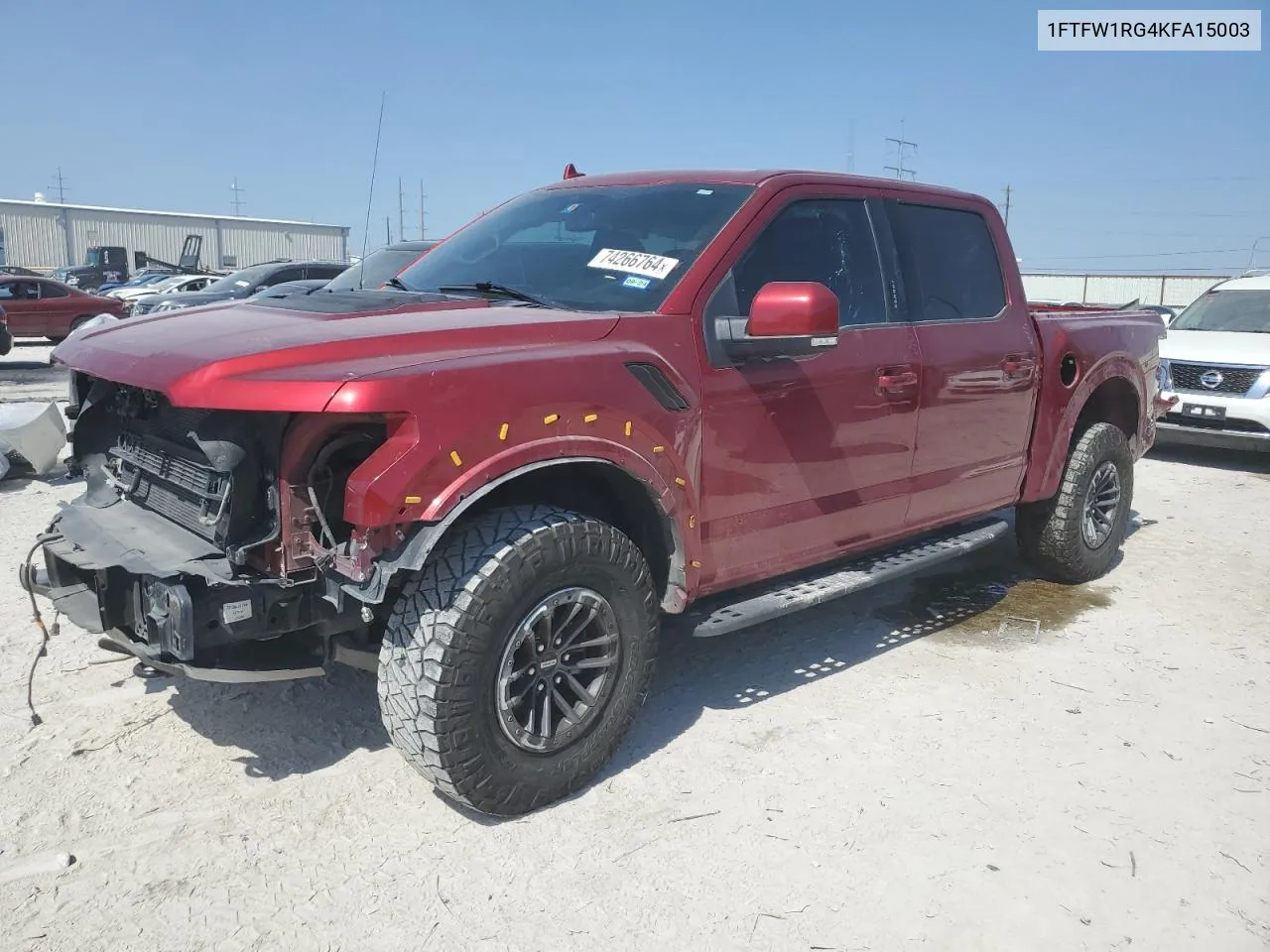 2019 Ford F150 Raptor VIN: 1FTFW1RG4KFA15003 Lot: 74266764