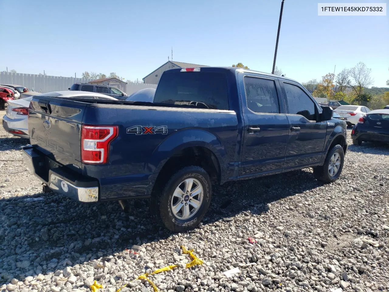 2019 Ford F150 Supercrew VIN: 1FTEW1E45KKD75332 Lot: 74380084