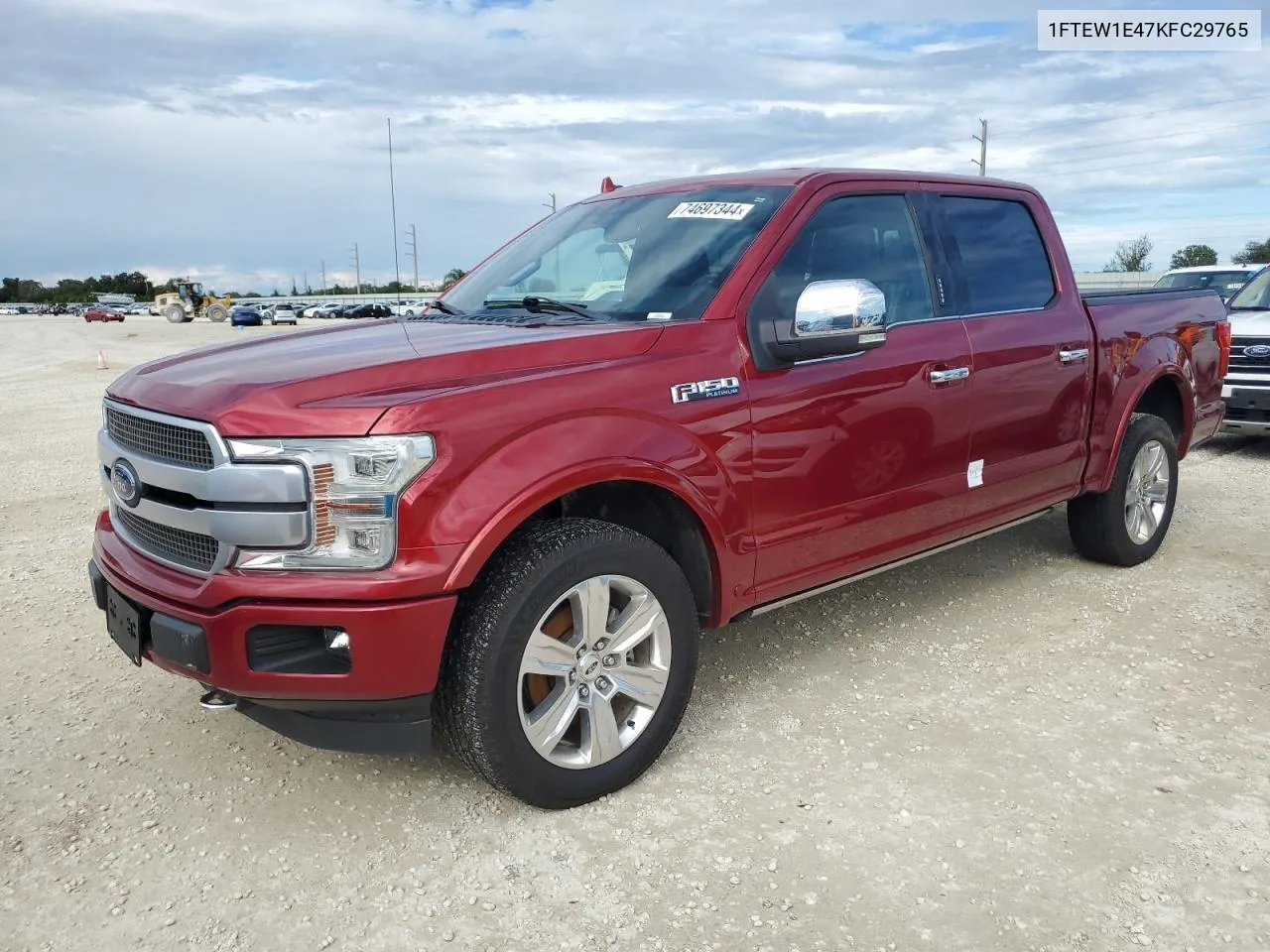 2019 Ford F150 Supercrew VIN: 1FTEW1E47KFC29765 Lot: 74697344