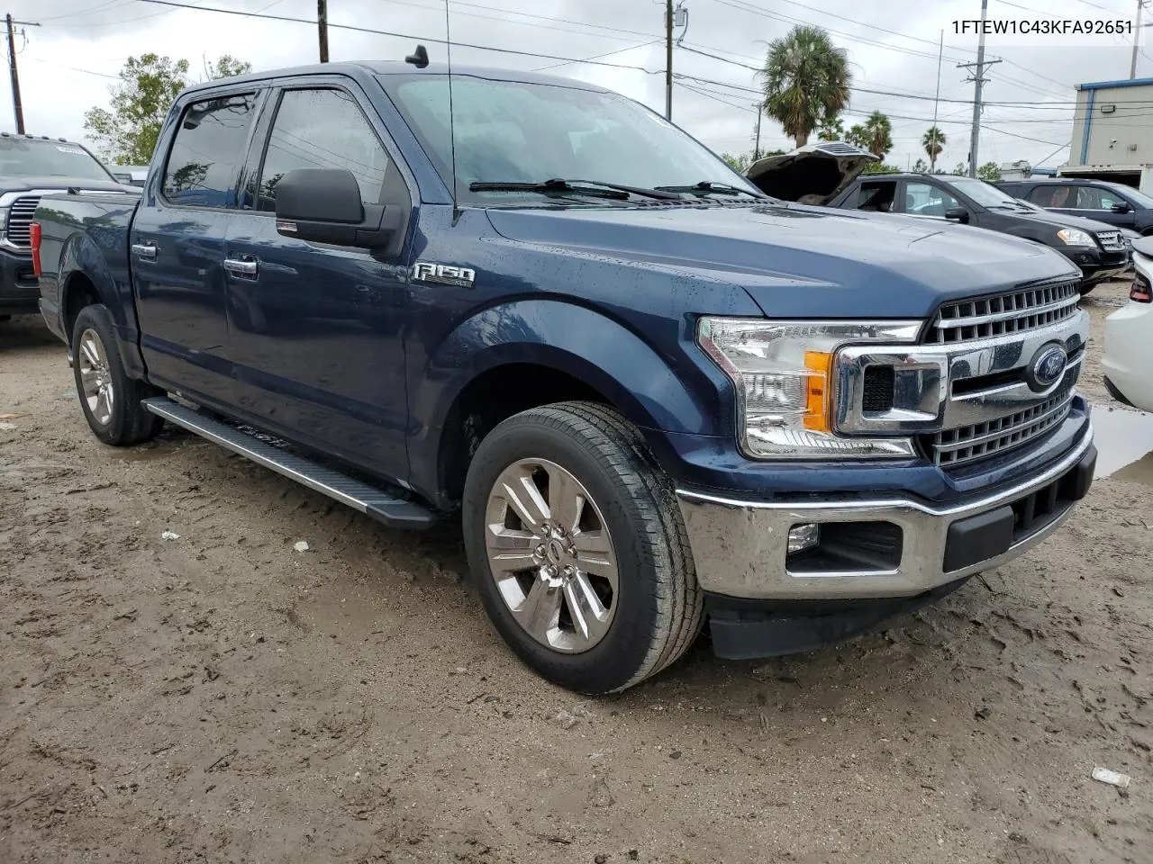 2019 Ford F150 Supercrew VIN: 1FTEW1C43KFA92651 Lot: 74818394