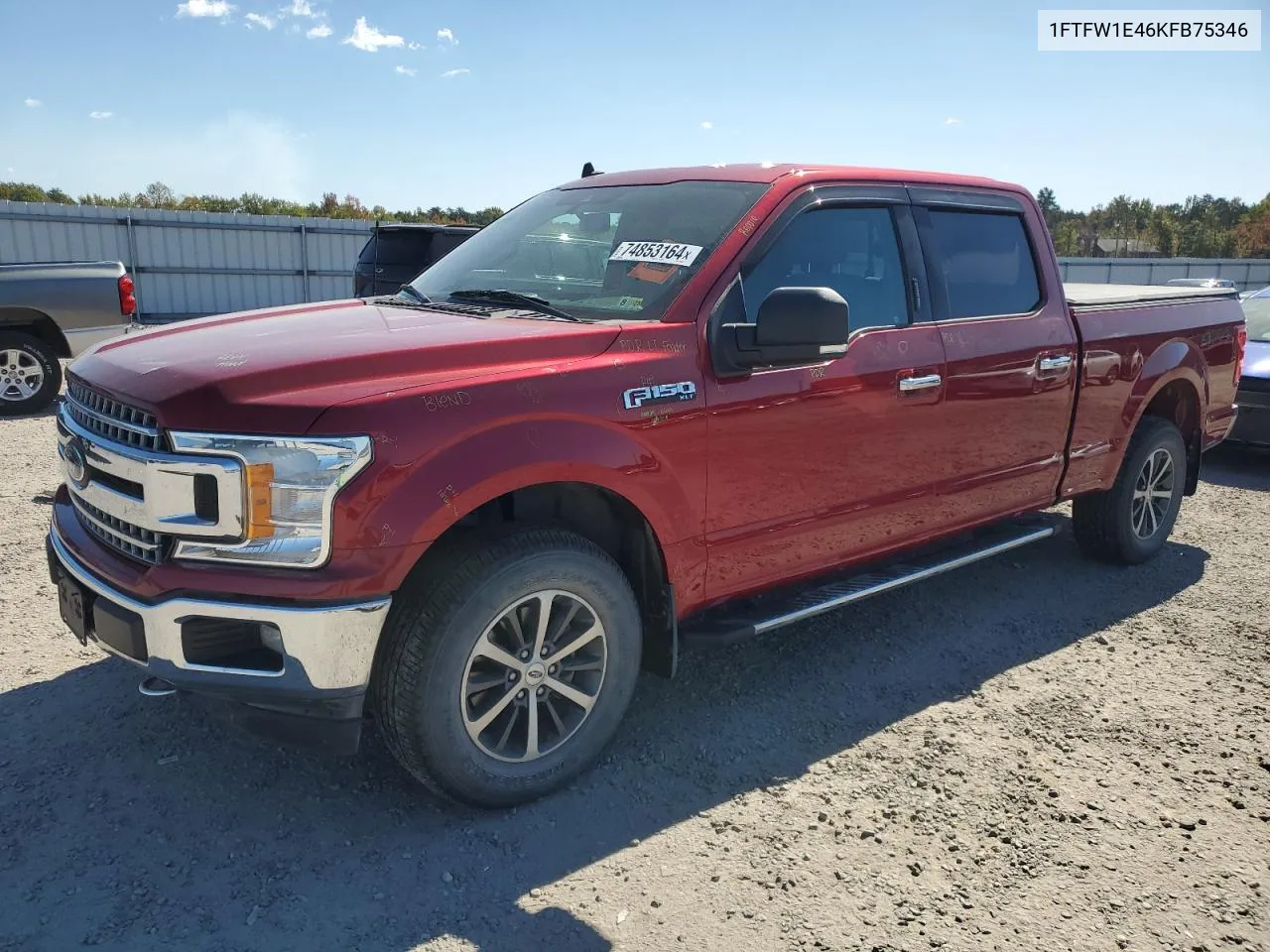 2019 Ford F150 Supercrew VIN: 1FTFW1E46KFB75346 Lot: 74853164