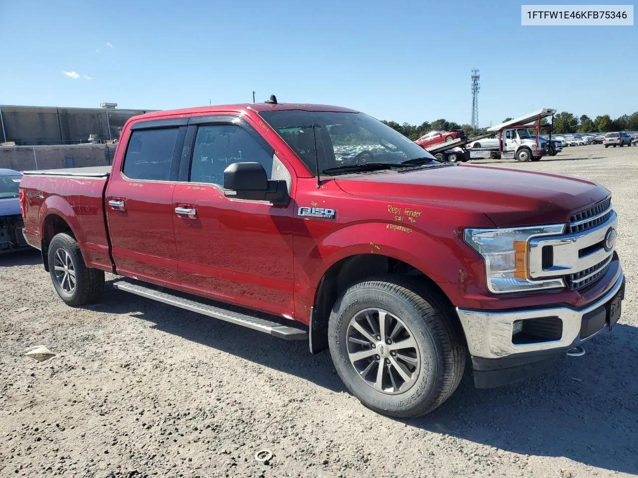 2019 Ford F150 Supercrew VIN: 1FTFW1E46KFB75346 Lot: 74853164