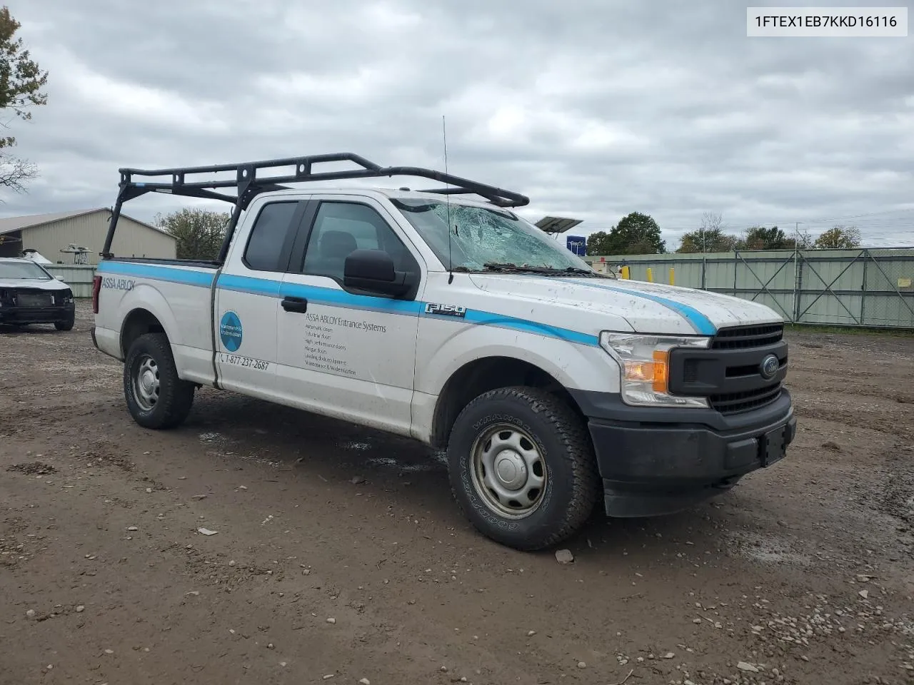 2019 Ford F150 Super Cab VIN: 1FTEX1EB7KKD16116 Lot: 75182154