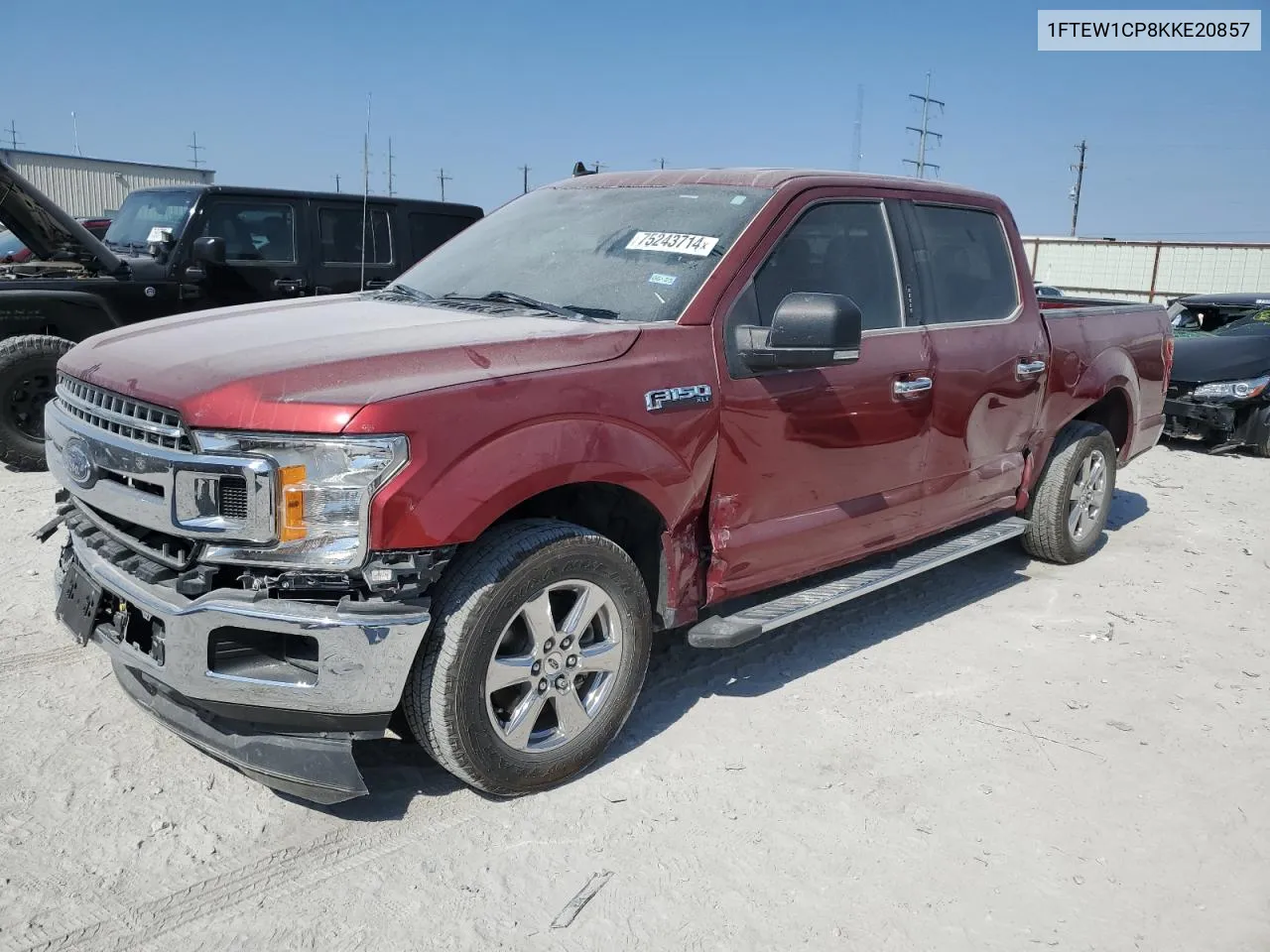 2019 Ford F150 Supercrew VIN: 1FTEW1CP8KKE20857 Lot: 75243714