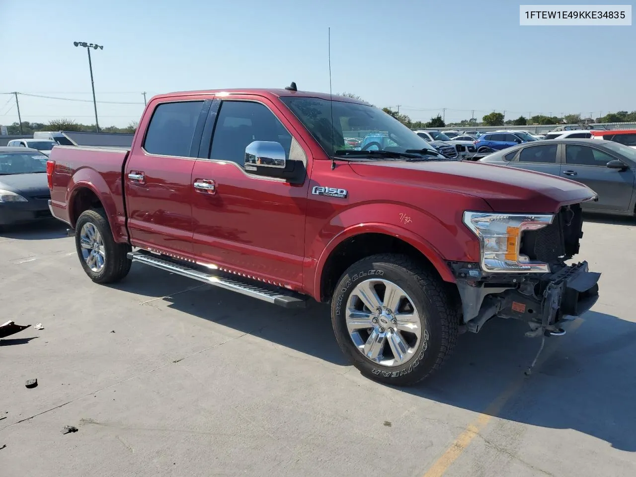 2019 Ford F150 Supercrew VIN: 1FTEW1E49KKE34835 Lot: 75836454