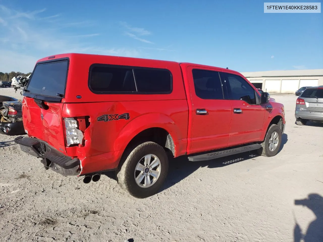 2019 Ford F150 Supercrew VIN: 1FTEW1E40KKE28583 Lot: 76956714