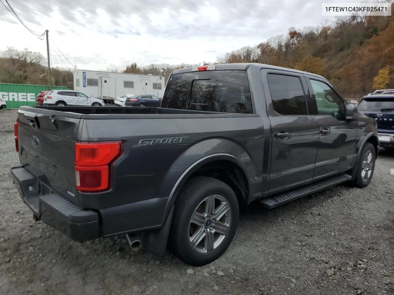 2019 Ford F150 Supercrew VIN: 1FTEW1C43KFB25471 Lot: 78066174