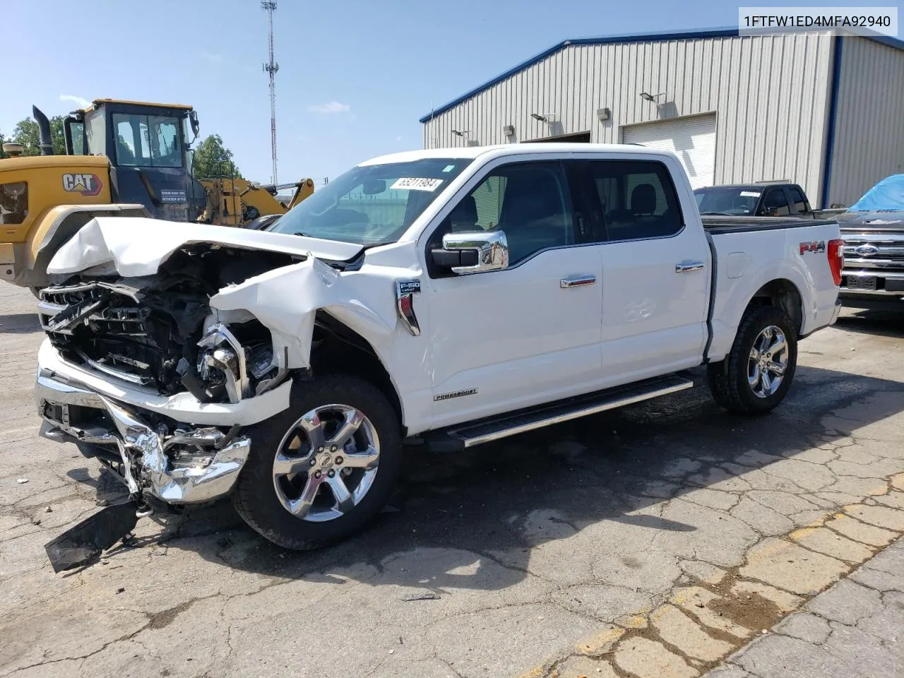 2021 Ford F150 Supercrew VIN: 1FTFW1ED4MFA92940 Lot: 65211984