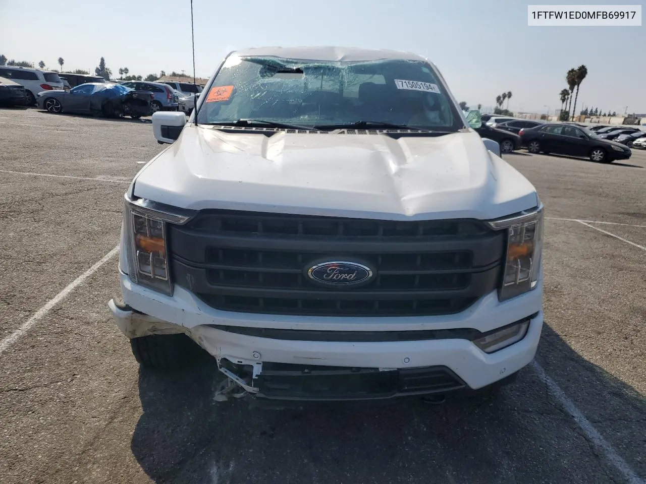 2021 Ford F150 Supercrew VIN: 1FTFW1ED0MFB69917 Lot: 71505194