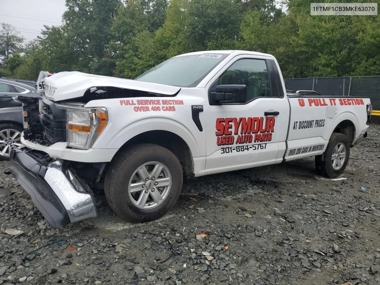 2021 Ford F150 VIN: 1FTMF1CB3MKE63070 Lot: 71941694