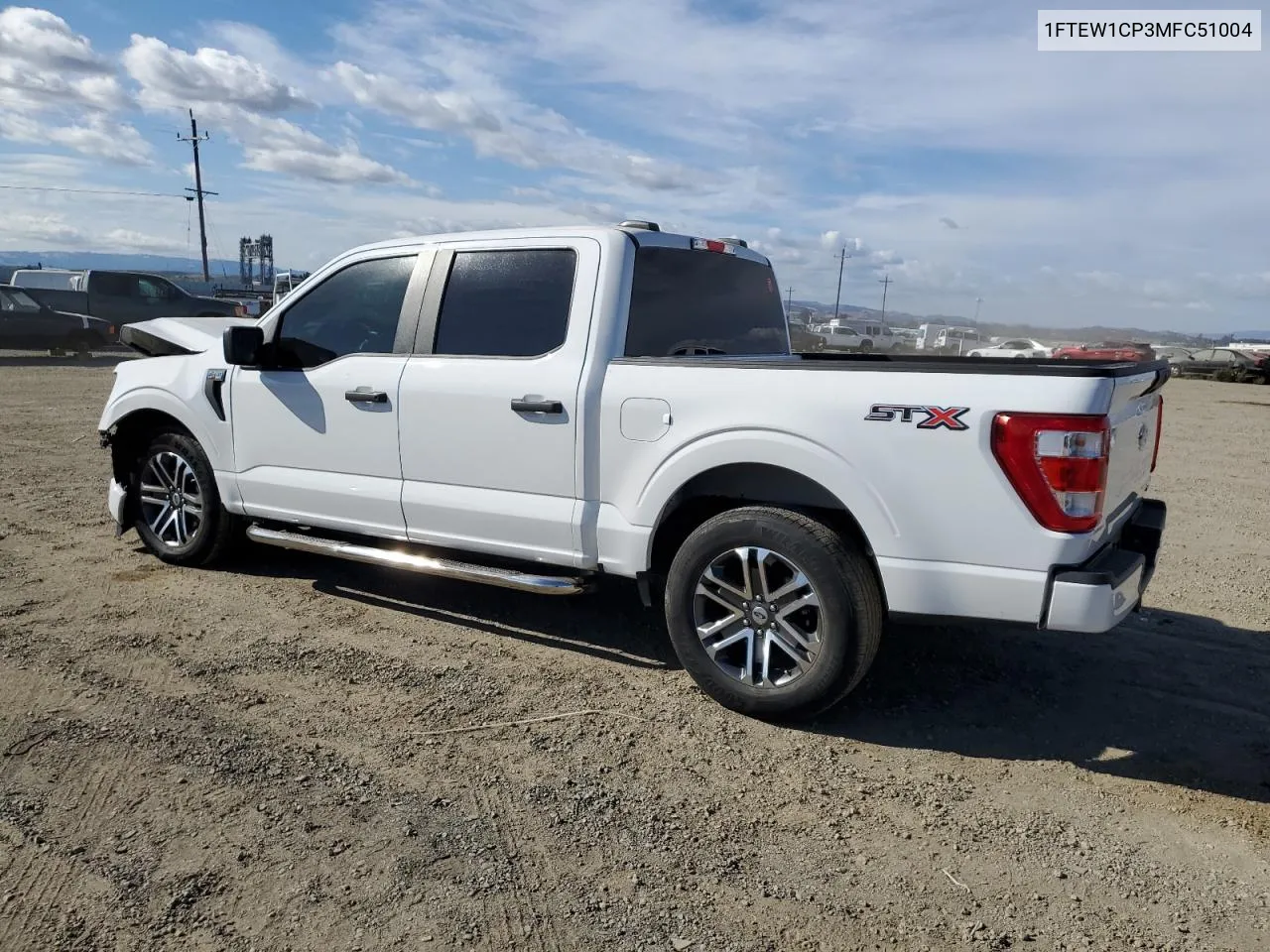 2021 Ford F150 Supercrew VIN: 1FTEW1CP3MFC51004 Lot: 72242034