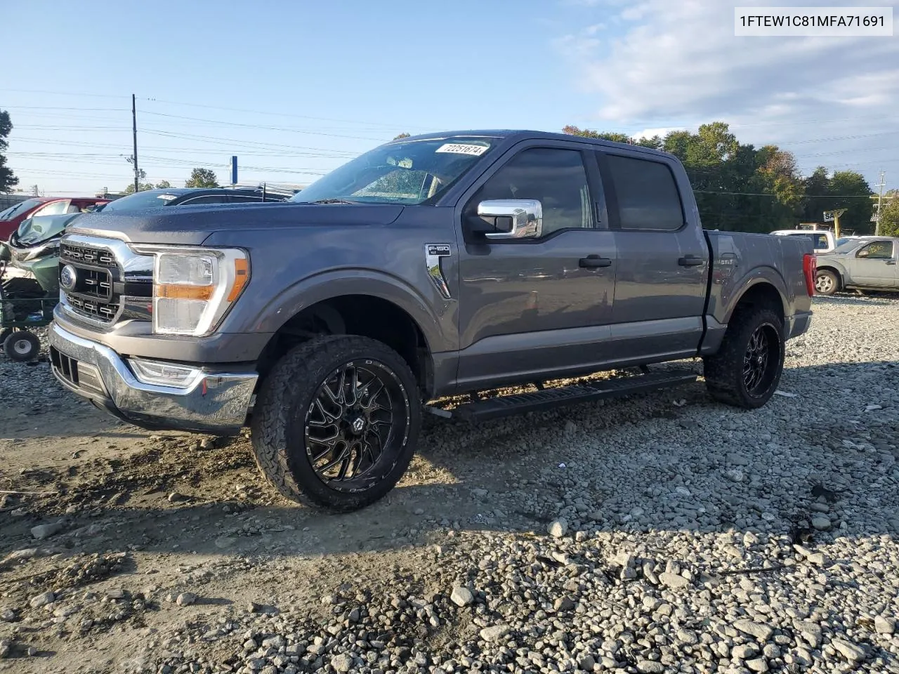 2021 Ford F150 Supercrew VIN: 1FTEW1C81MFA71691 Lot: 72251674