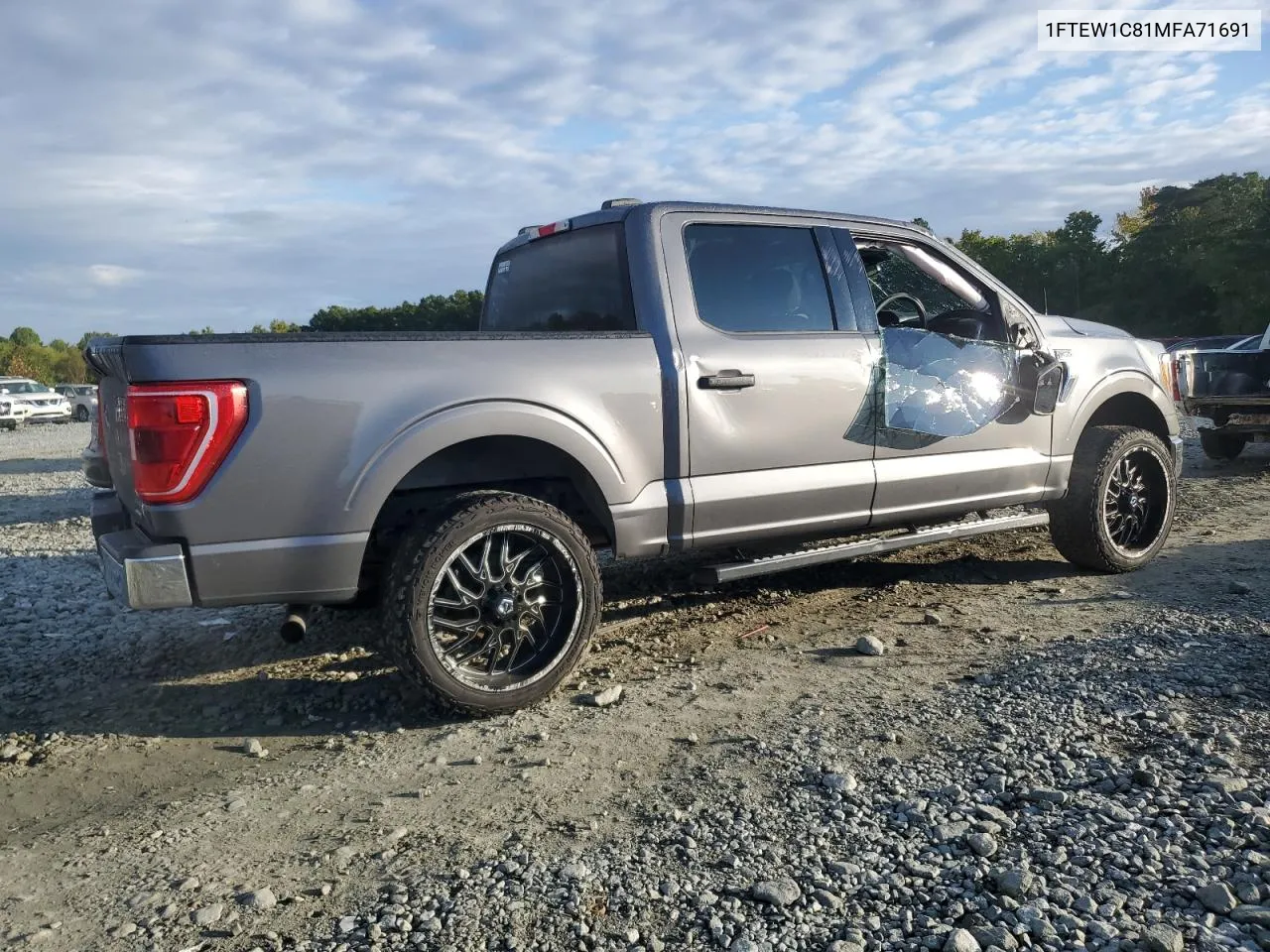 2021 Ford F150 Supercrew VIN: 1FTEW1C81MFA71691 Lot: 72251674