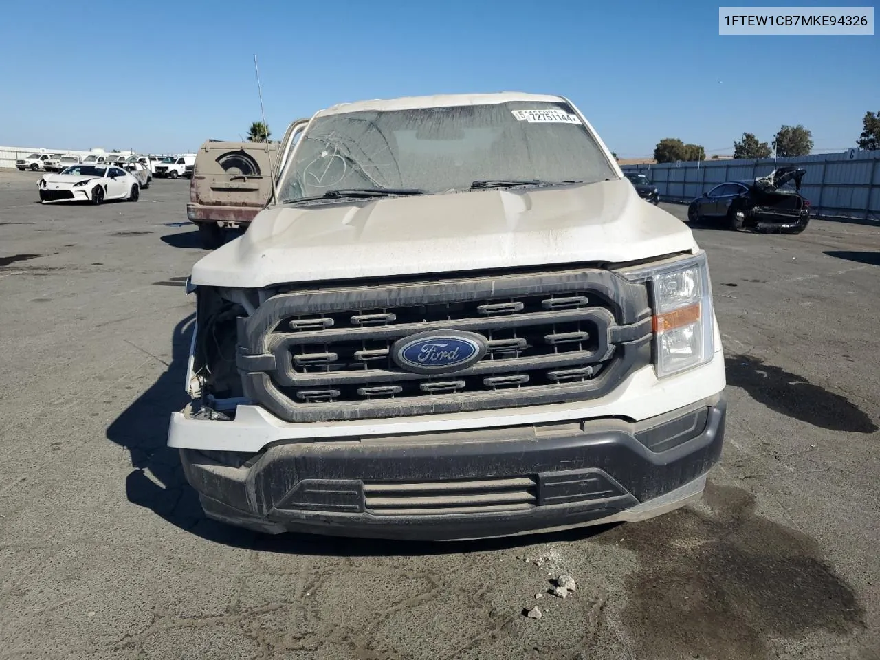 2021 Ford F150 Supercrew VIN: 1FTEW1CB7MKE94326 Lot: 72751144