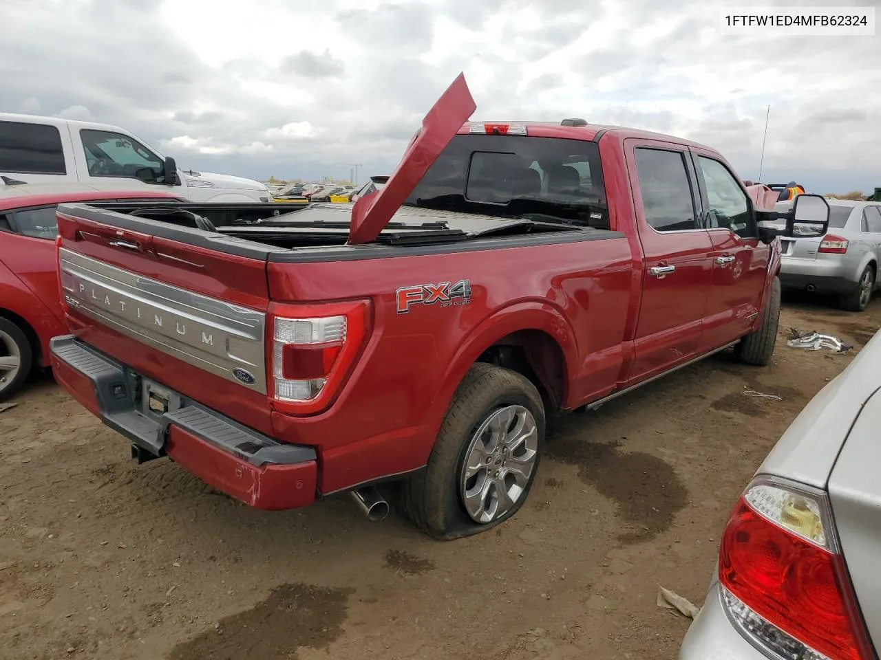 2021 Ford F150 Supercrew VIN: 1FTFW1ED4MFB62324 Lot: 78654724