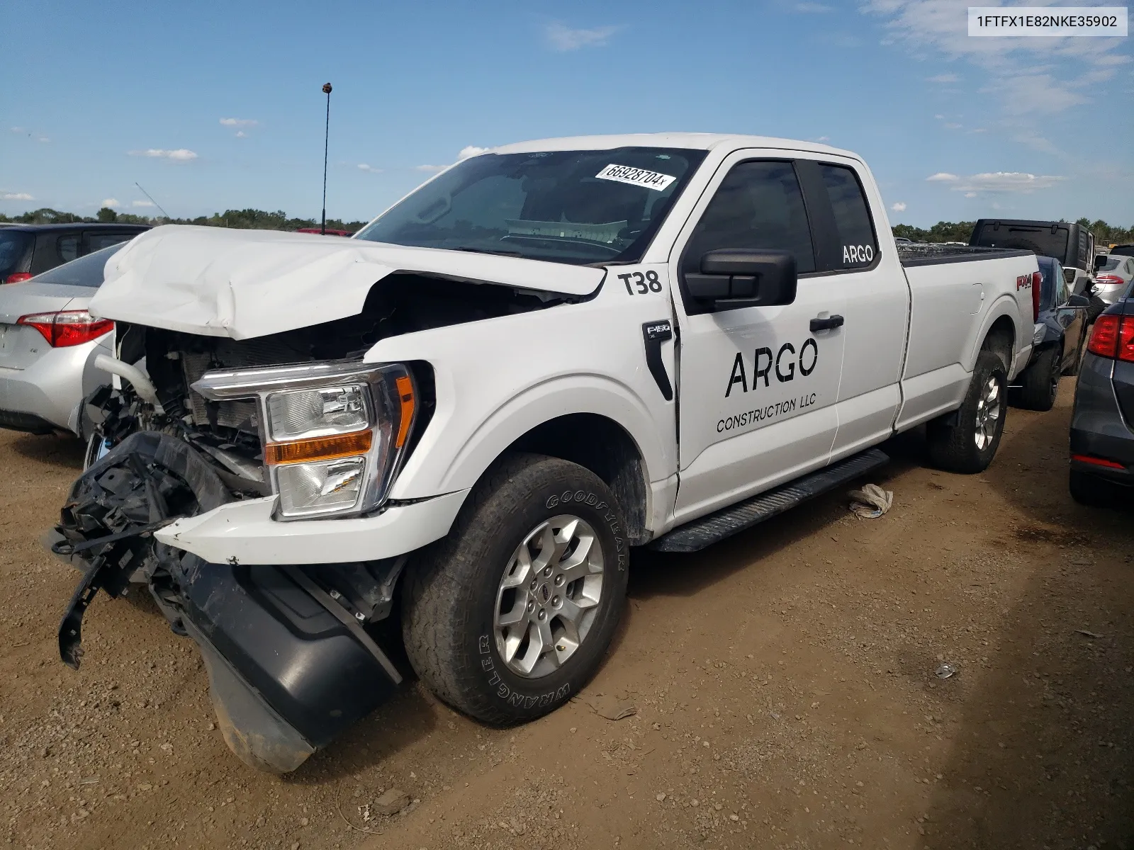 2022 Ford F150 Super Cab VIN: 1FTFX1E82NKE35902 Lot: 66928704