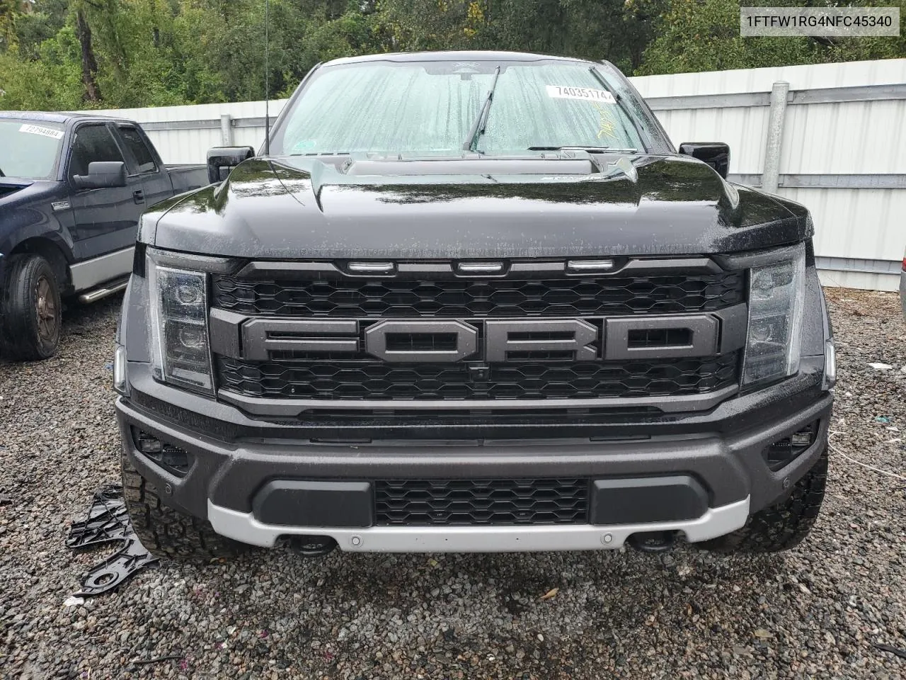 2022 Ford F150 Raptor VIN: 1FTFW1RG4NFC45340 Lot: 74035174