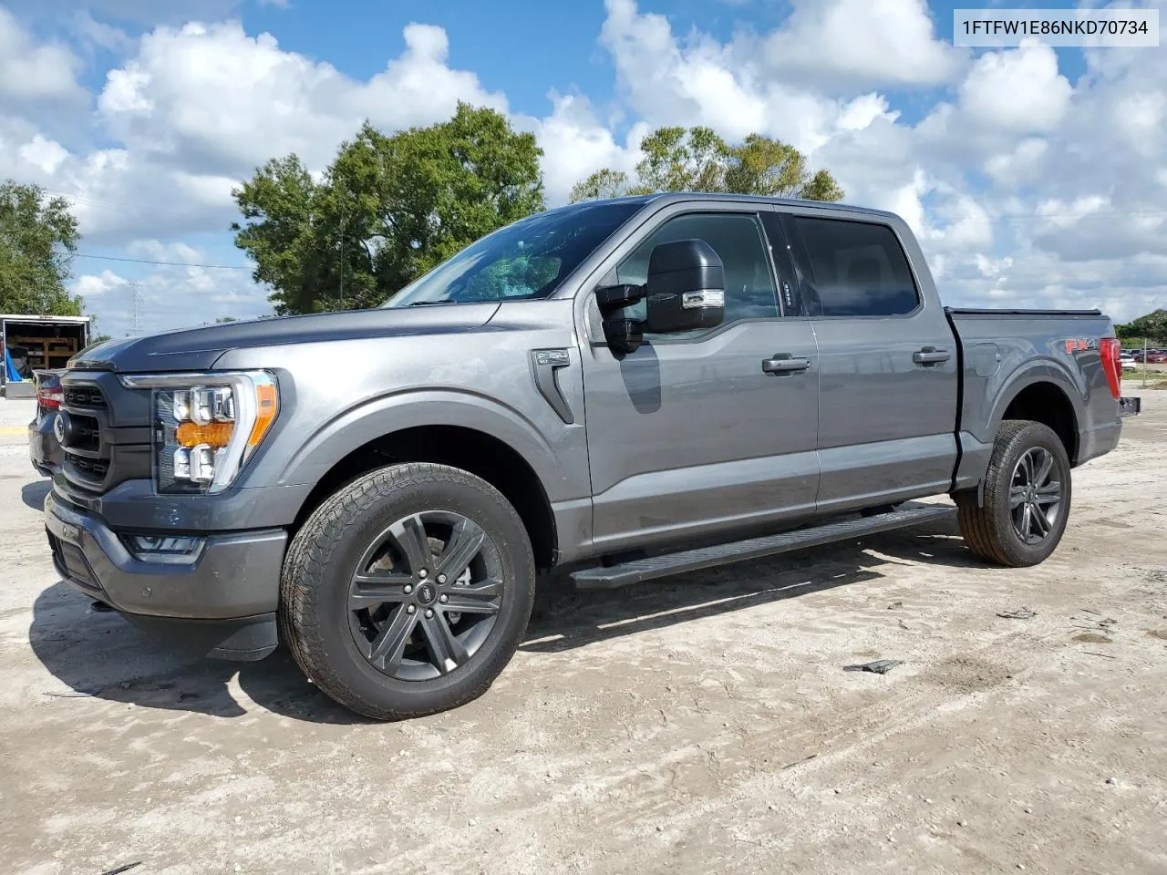 2022 Ford F150 Supercrew VIN: 1FTFW1E86NKD70734 Lot: 74061184