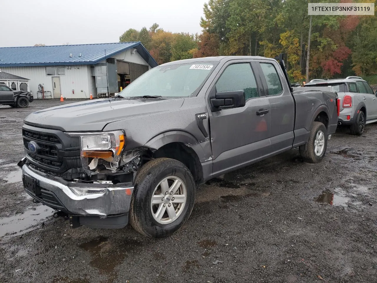 2022 Ford F150 Super Cab VIN: 1FTEX1EP3NKF31119 Lot: 74812534